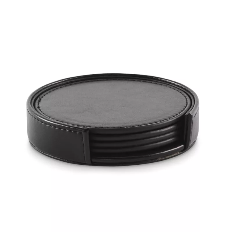 Set of 4 PU coasters, Black