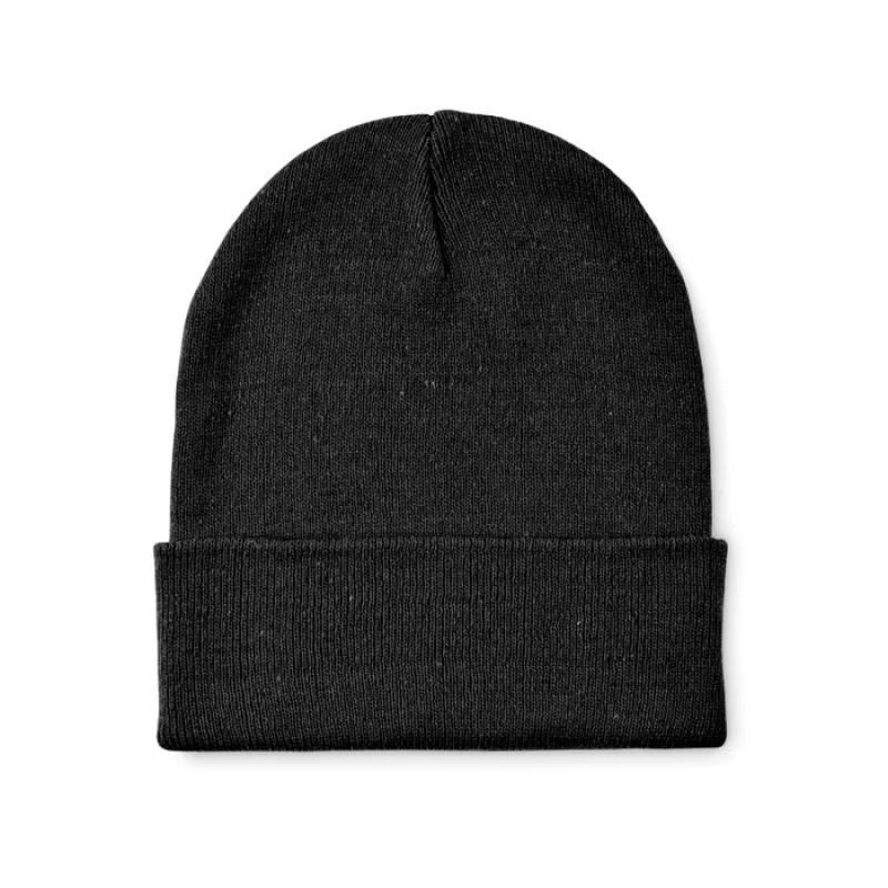 Beanie mit Bündchen, Schwarz