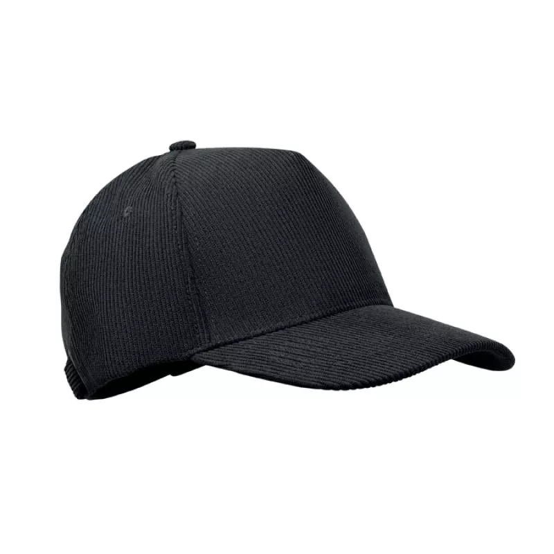 Casquette 5 pans en velours, Noir