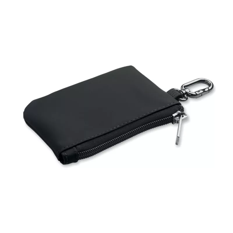 Schlüsseletui PU mit Karabiner, Schwarz