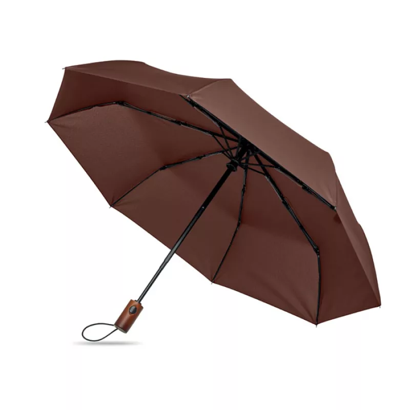 21" auto umbrella wood handle, Brown
