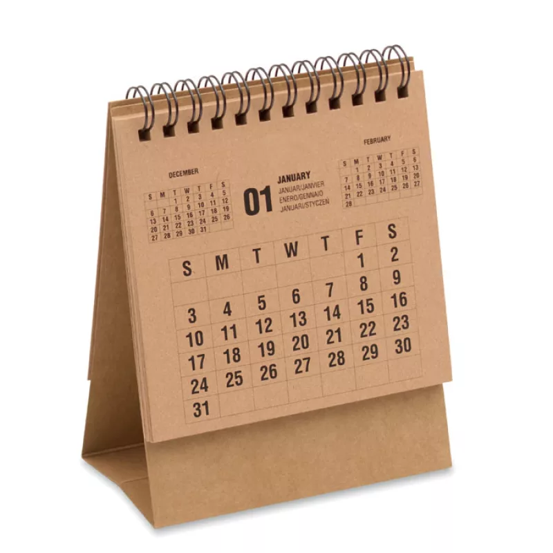 4-year desktop calendar, Beige