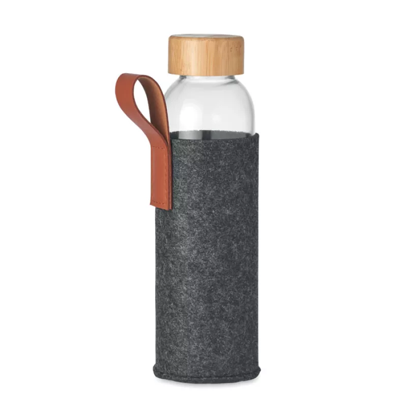 Trinkflasche Glas 500 ml, Steingrau