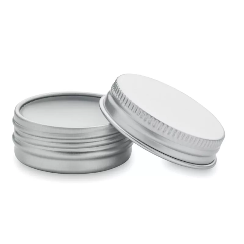 Vegan lip balm in round tin, White