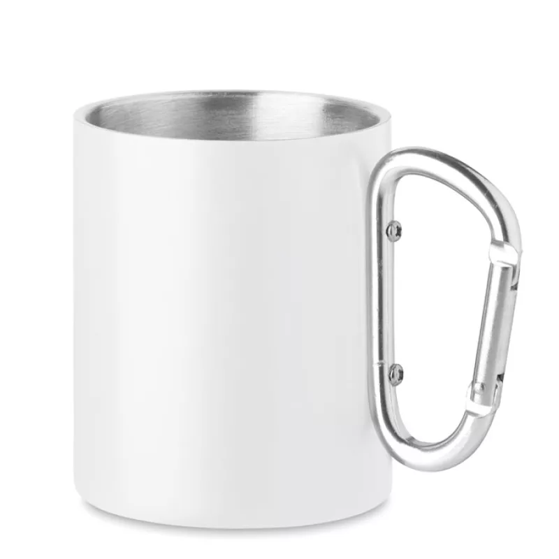 Mug en métal anse mousqueton, Blanc