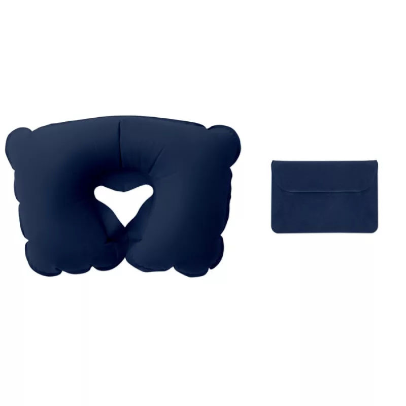 Inflatable pillow in pouch, Blue