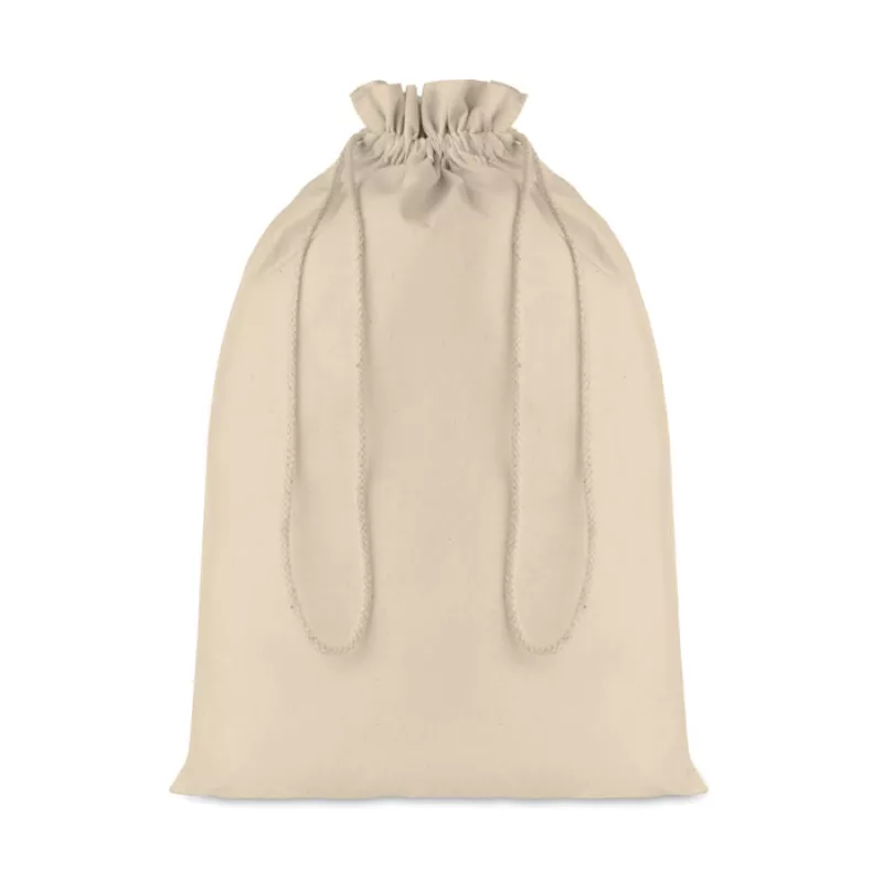 Large Cotton draw cord bag, Beige